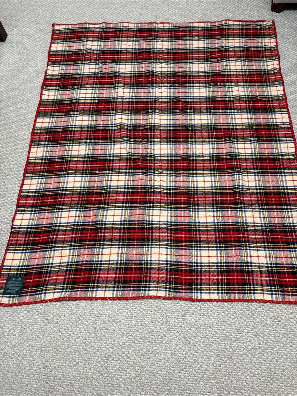 Lauren by Ralph Lauren Red, Navy & Cream Tartan Throw
